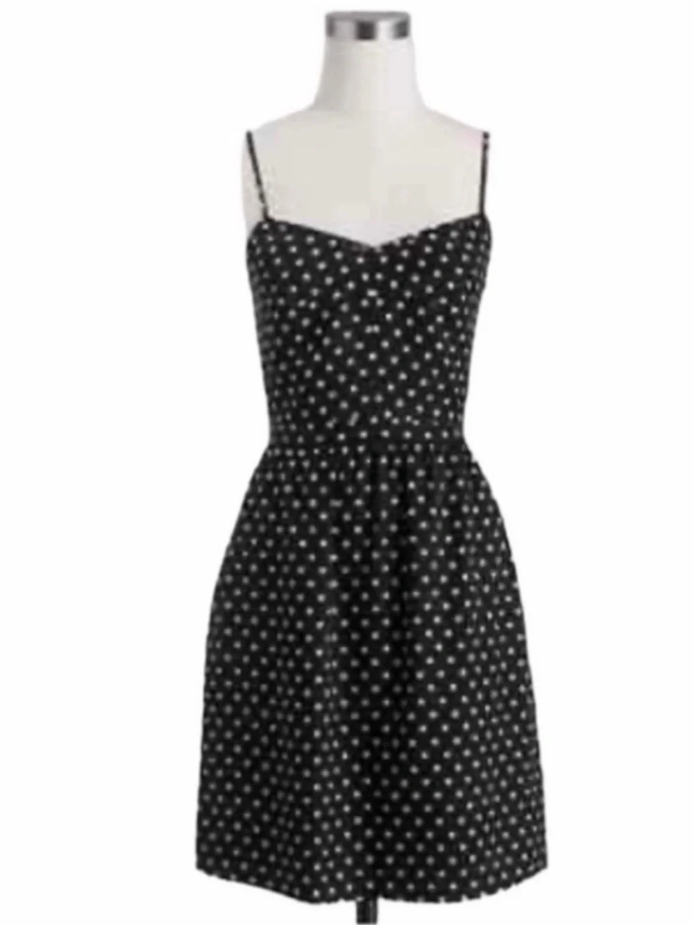 J. Crew Black Polka Dot Spaghetti Strap Mini Dress Size 0